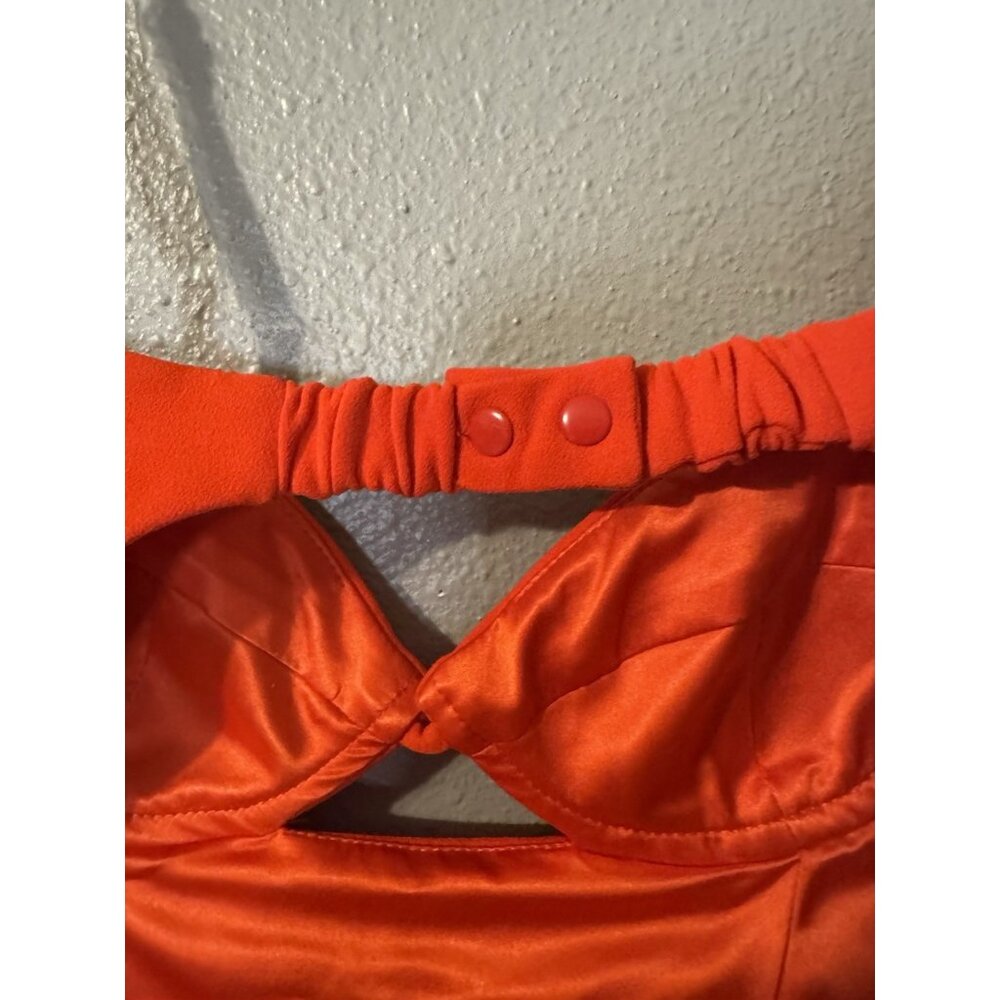 Bardot XS Veinna Dress US 2 Flame Orange Corset Midi Pencil Cut Out NEW - Picture 8 of 15